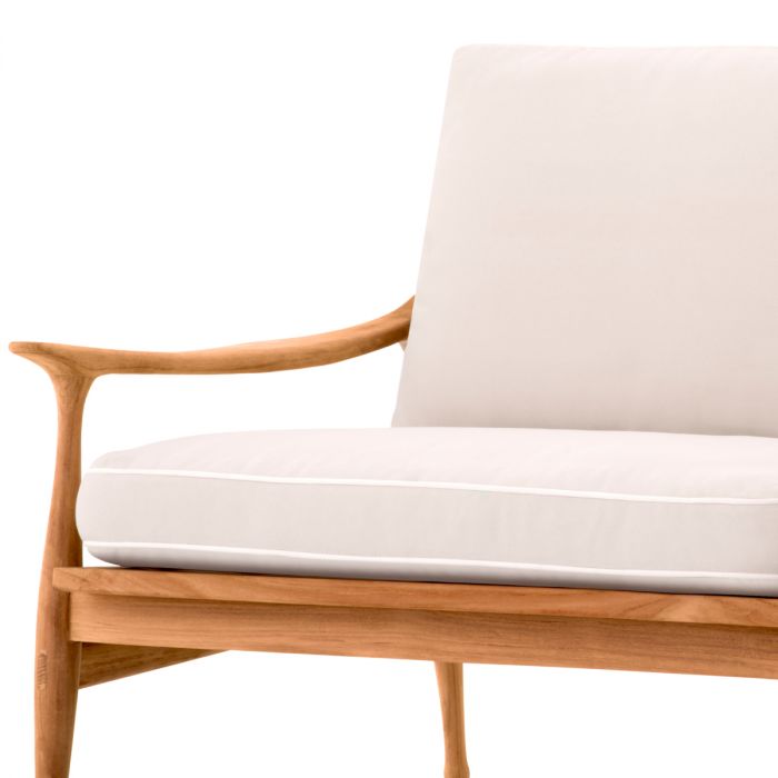 Outdoor Sofa Manzo natural teak flores off-white incl cushions