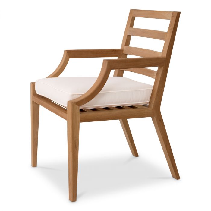 Outdoor Dining Chair Hera natural teak flores off-white