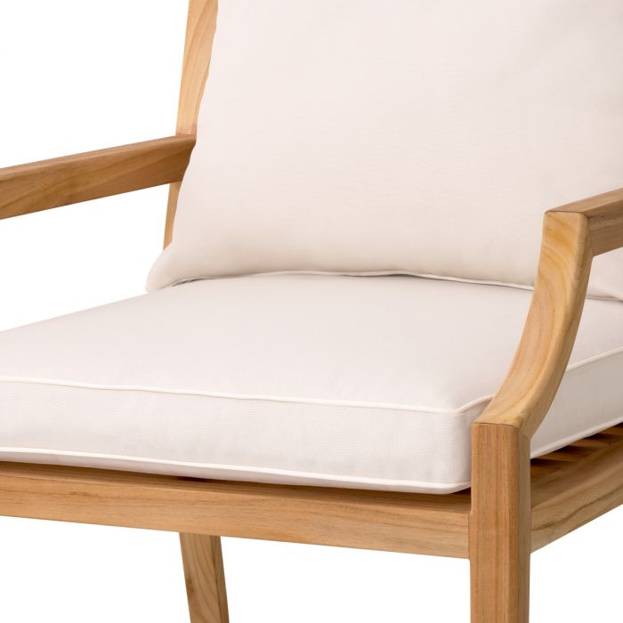 Outdoor Chair Hera natural teak flores off-white
