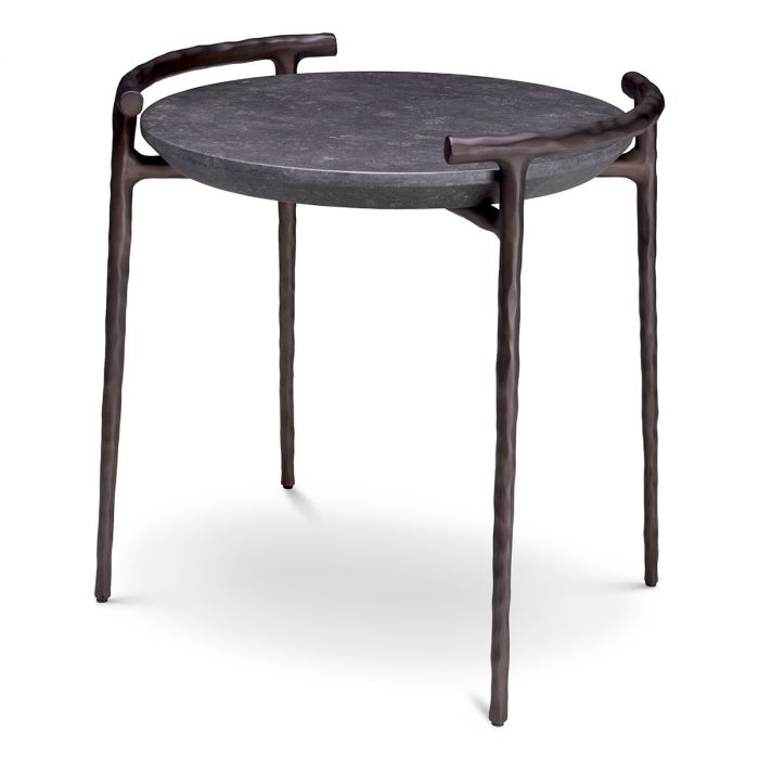 Side Table Arca grey marble bronze finish