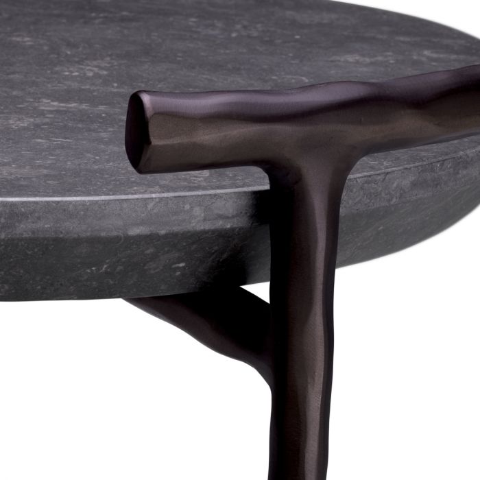 Side Table Arca grey marble bronze finish