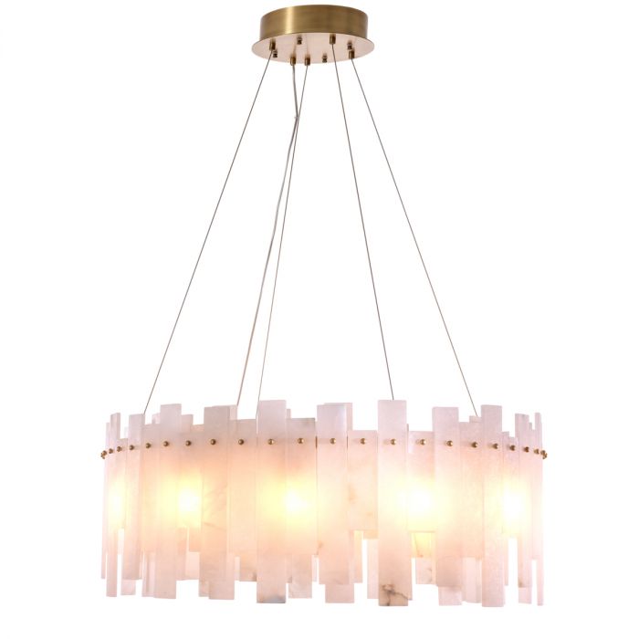 Chandelier Pizzorni antique brass finish alabaster