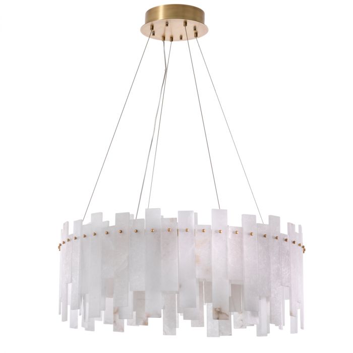 Chandelier Pizzorni antique brass finish alabaster