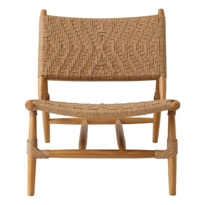 Outdoor Chair and Foot Stool Laroc natural teak faux rattan