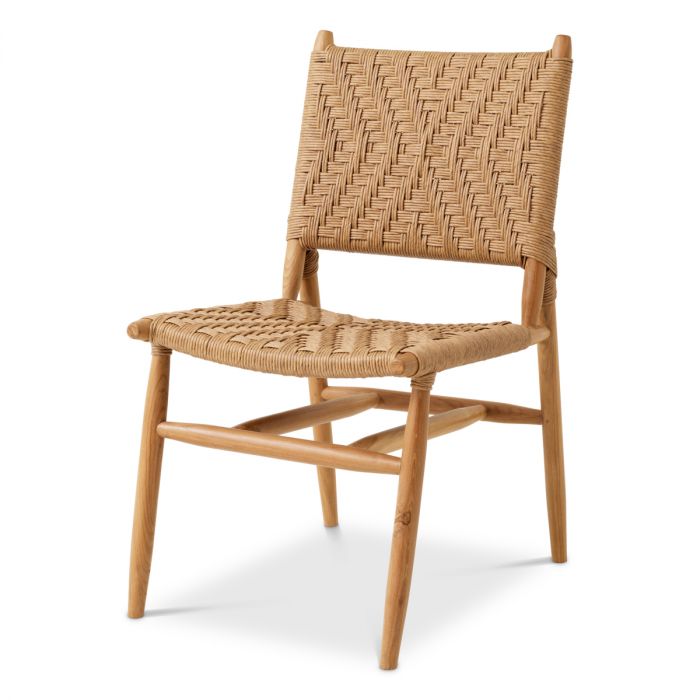 Outdoor Dining Chair Laroc natural teak faux rattan set of 2