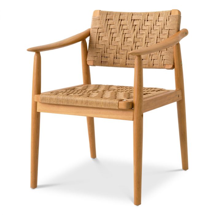 Outdoor Dining Chair Coral Bay natural teak faux rattan set of 2