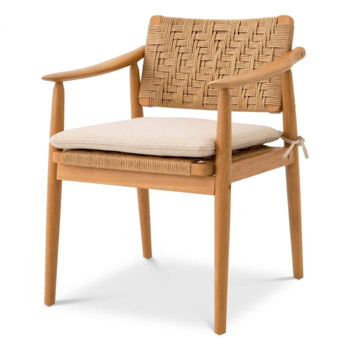 Outdoor Dining Chair Coral Bay natural teak faux rattan set of 2