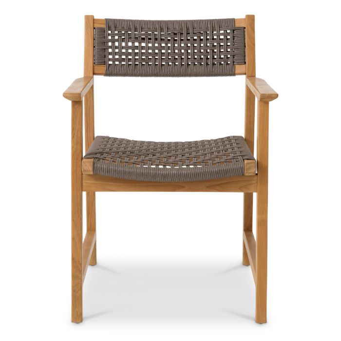 Outdoor Dining Chair Cancun natural teak faux rattan set of 2