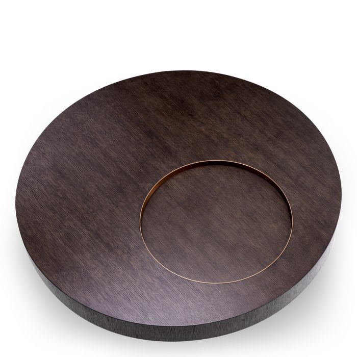 Coffee Table Otus round mocha oak veneer brushed brass finish