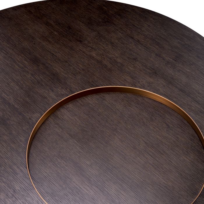 Coffee Table Otus round mocha oak veneer brushed brass finish