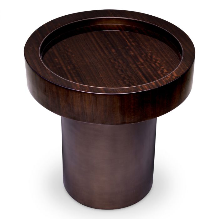 Side Table Otus round eucalyptus veneer bronze finish