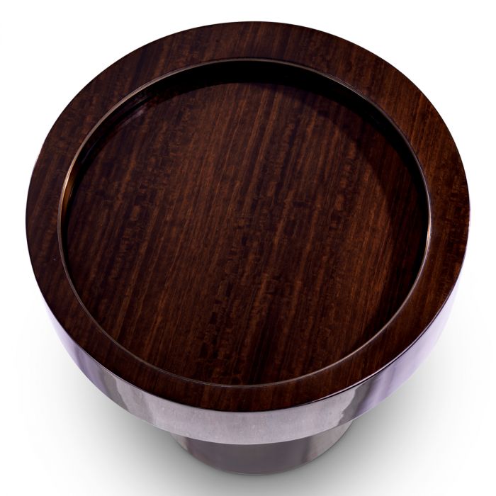 Side Table Otus round eucalyptus veneer bronze finish