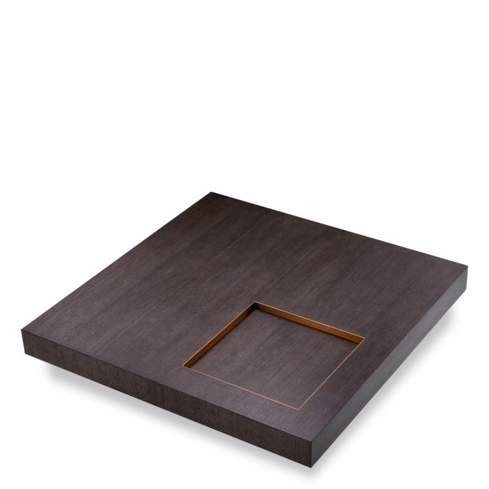 Coffee Table Otus square mocha oak veneer brushed brass finish