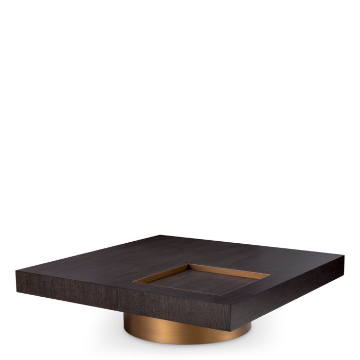 Coffee Table Otus square mocha oak veneer brushed brass finish