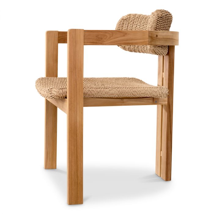 Outdoor Dining Chair Donato natural teak faux rattan