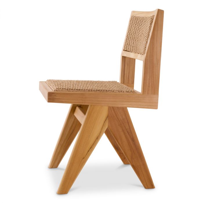 Outdoor Dining Chair Niclas natural teak natural faux rattan