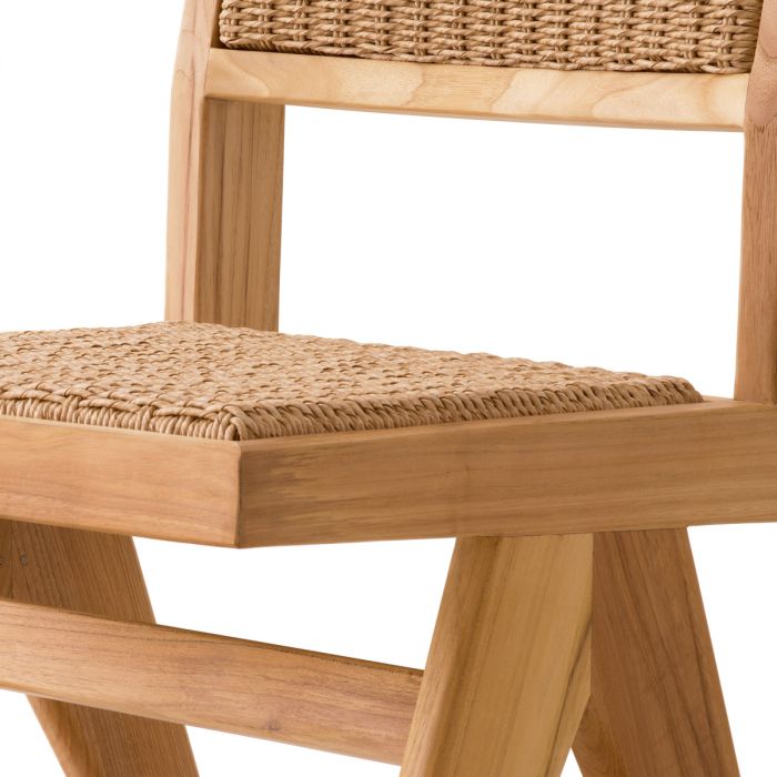 Outdoor Dining Chair Niclas natural teak natural faux rattan