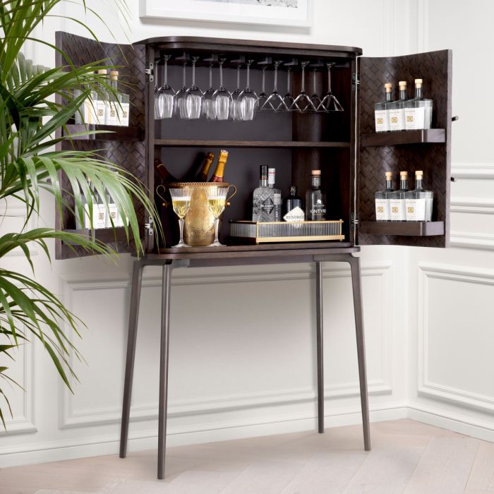 Bar Cabinet Nilsson oak veneer bronze finish