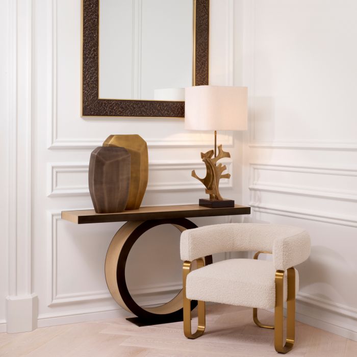 Console Table Odis natural oak veneer bronze finish