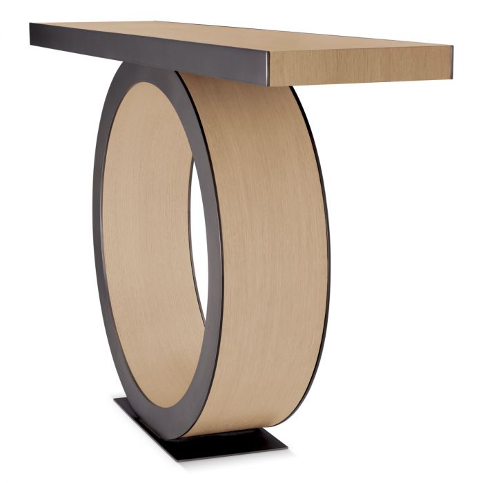 Console Table Odis natural oak veneer bronze finish