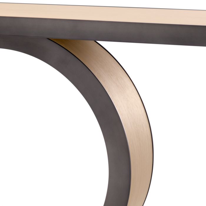 Console Table Odis natural oak veneer bronze finish