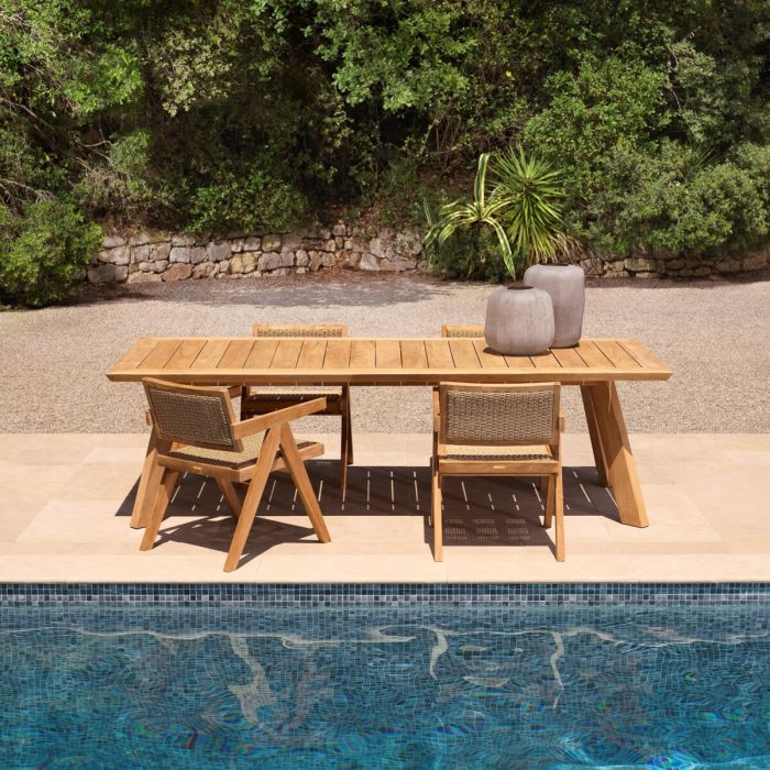 Outdoor Dining Chair Kristo natural teak natural faux rattan