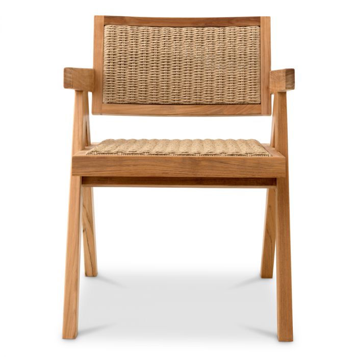 Outdoor Dining Chair Kristo natural teak natural faux rattan