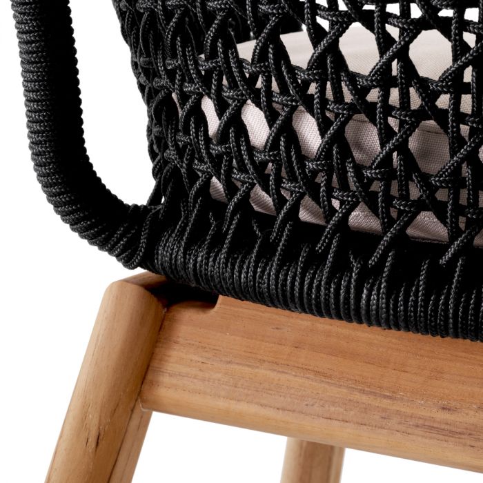 Outdoor Dining Chair Trinity black weave flores off-white