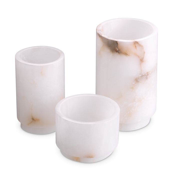 Tealight holder Leonidas alabaster set of 3