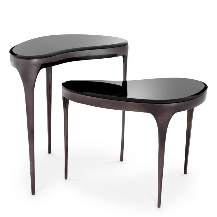 Side Table Zena black nickel finish set of 2