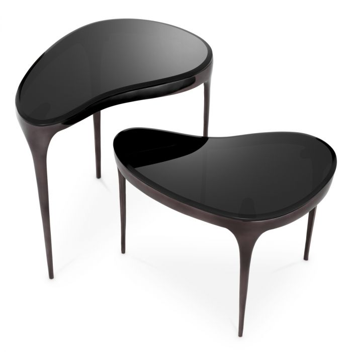 Side Table Zena black nickel finish set of 2