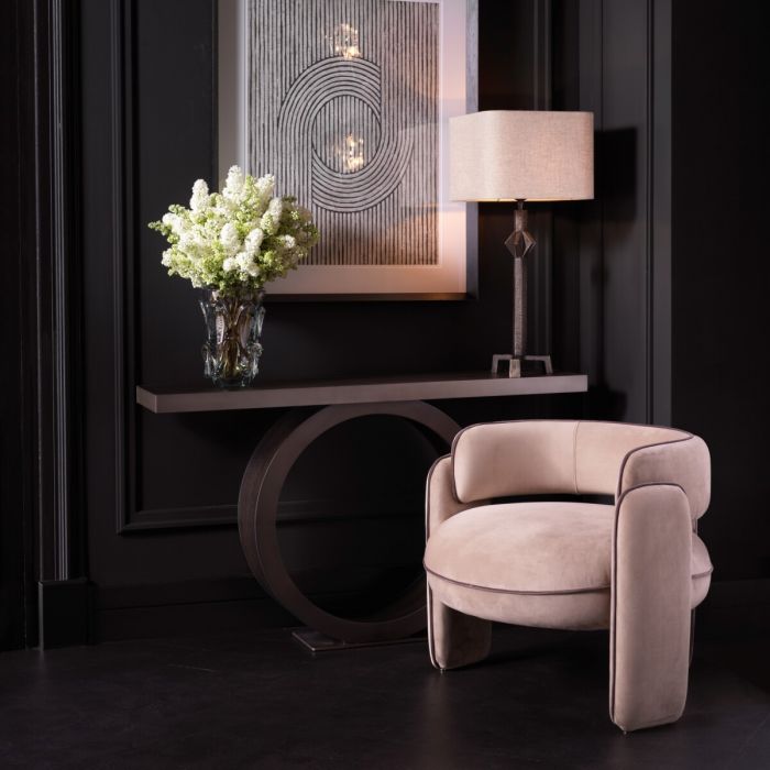 Console Table Odis mocha oak veneer bronze finish
