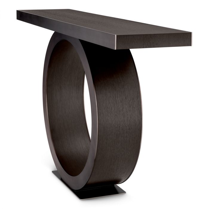 Console Table Odis mocha oak veneer bronze finish