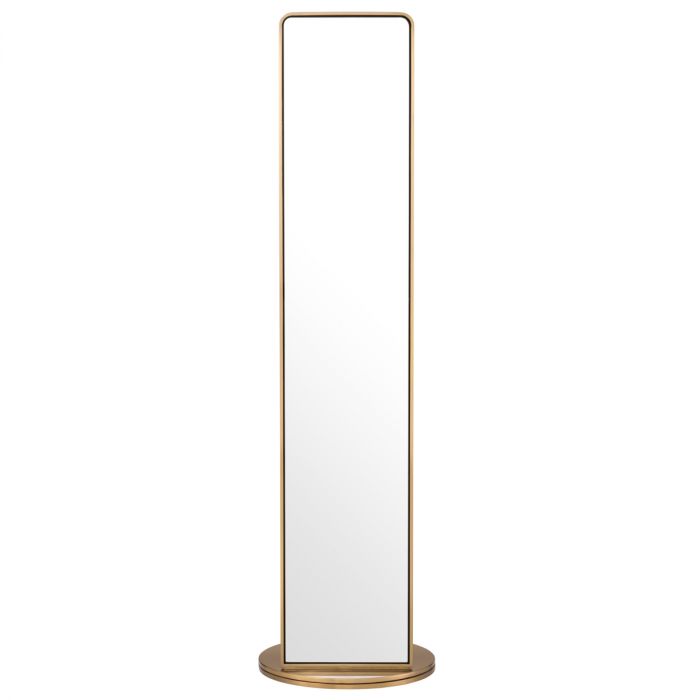 Floor Mirror Novo with coatrack brushed brass finish