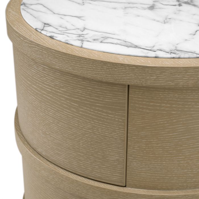 Nightstand Cabana round washed oak veneer