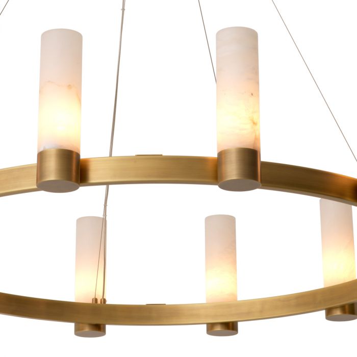 Chandelier Castro antique brass finish alabaster