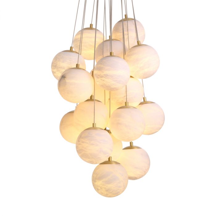 Chandelier Sphinx L antique brass finish alabaster