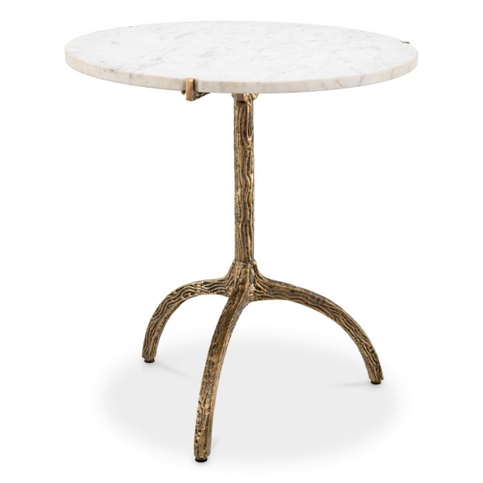 Dining Table Cortina vintage brass finish white marble - low