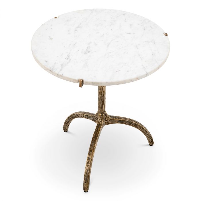Dining Table Cortina vintage brass finish white marble - low