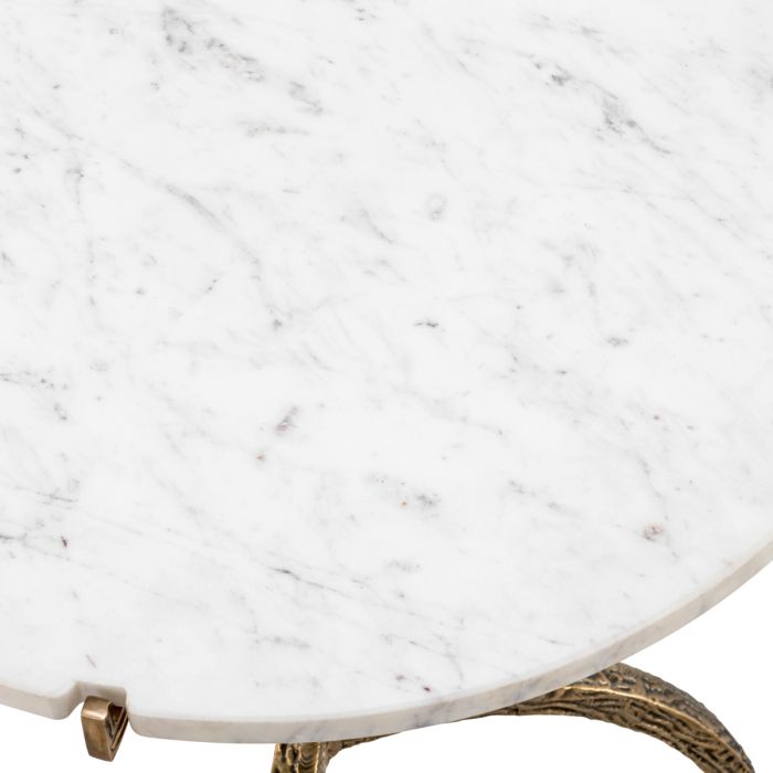 Dining Table Cortina vintage brass finish white marble - low