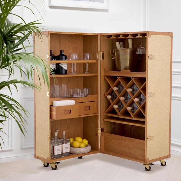 Bar Cabinet Martini Bianco rattan look