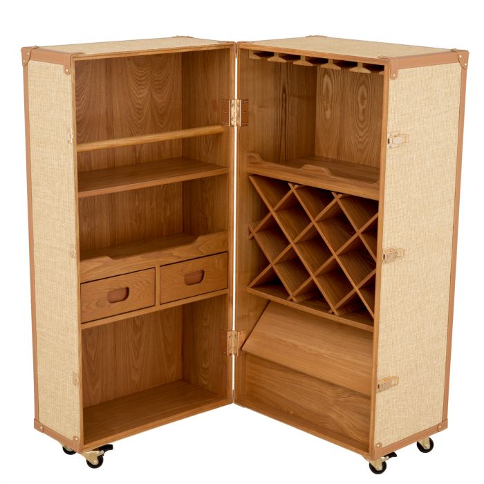 Bar Cabinet Martini Bianco rattan look