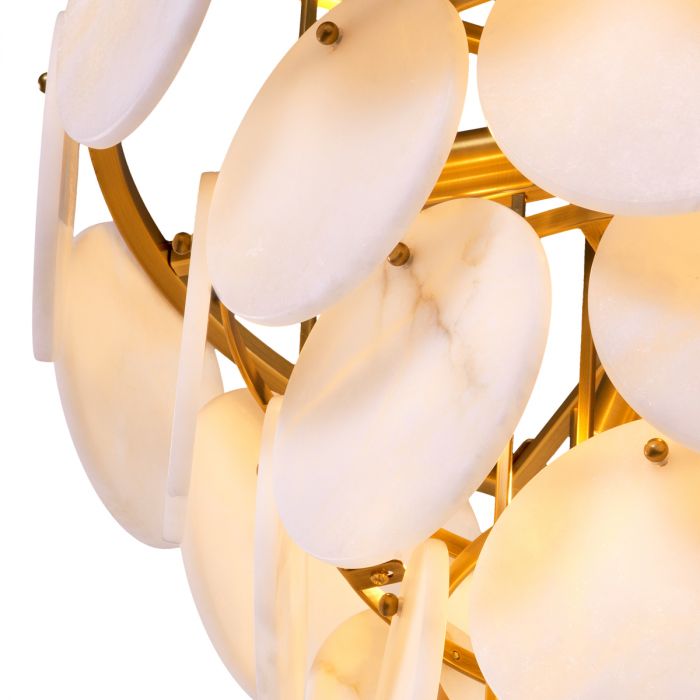 Chandelier Clementina antique brass finish alabaster