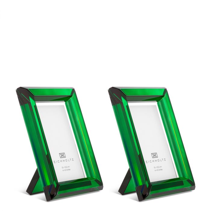 Picture Frame Theory S green crystal glass set of 2