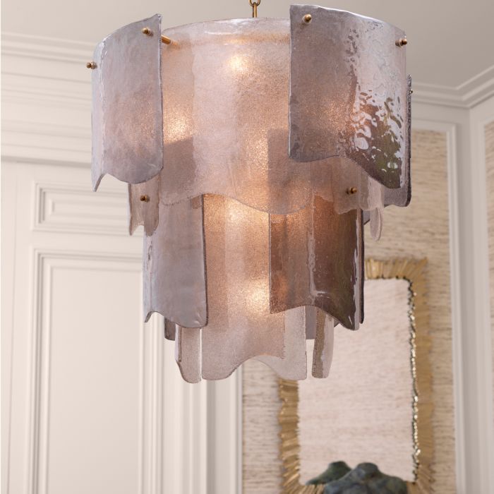 Chandelier Asinara S antique brass finish smoke glass