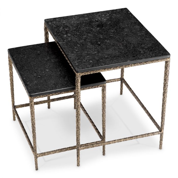 Side Table Ferndale black granite set of 2