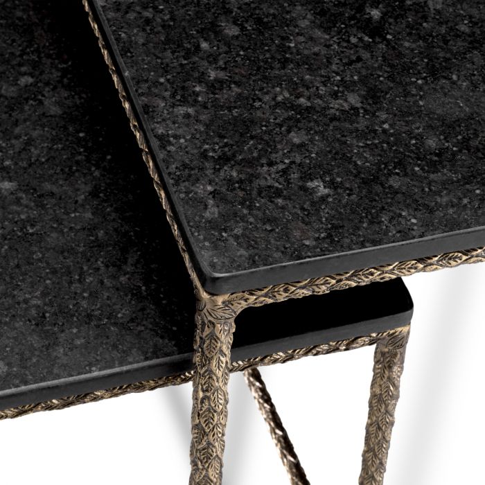 Side Table Ferndale black granite set of 2