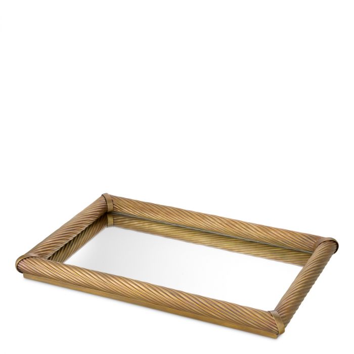 Tray Salvi Rectangular S vintage brass finish
