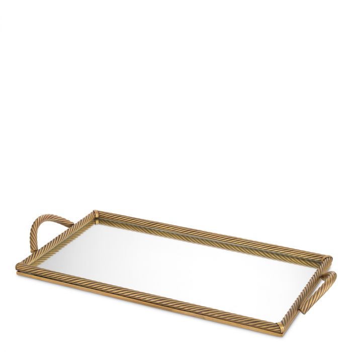 Tray Salvi Rectanguar L vintage brass finish