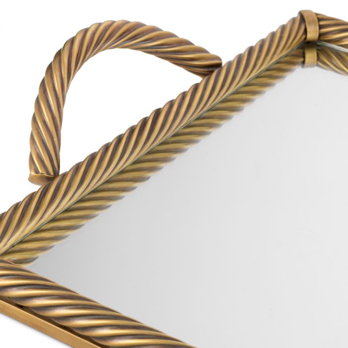 Tray Salvi Rectanguar L vintage brass finish